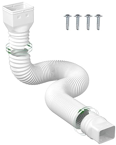 ciciglow Downspout Extender, Flexible Downspout Extension Gutter Connector Rainwater Drainage Pipe Down Spout Drain Extensions 20in to 59in (White)