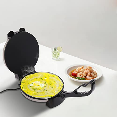 Lightakai Tortilla prensa eléctrica, 1800 W, 220 V, acero inoxidable, calentador de doble cara, temperatura ajustable hasta 200 °C/392 F, moderna, color negro