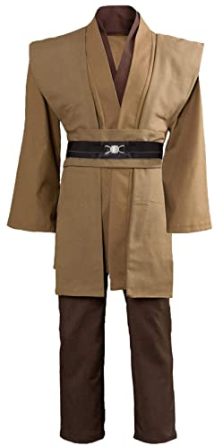Gothden Costume da uomo Jedi con tunica e cappuccio, completo per Halloween e cosplay