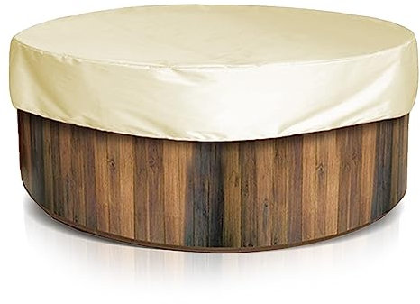 Pssopp -Abdeckung Wasserdicht Tragbare Außen-Terrasse Runde Aufblasbare -Abdeckung Schutz Badewanne Pool-Staubs Chutz (190 Silber Polyester-TAFT) (Beige)