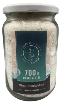 Nature en Vogue | Pulver-Waschmittel | für dunkle Wäsche | 700g im Glas | ausreichend für mindestens 23 Waschladungen | mikroplastikfrei und vegan | biologisch abbaubar | made in Bremen