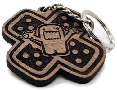 nofame.Design | Tuning Schlüsselanhänger | Holz | Domo Pflaster | Vollholz | Glücksbringer | Geschenk | Anhänger | Auto | Oldtimer | Einzigartig | 2 varianten | TSA-20 (Walnuss Dunkel)