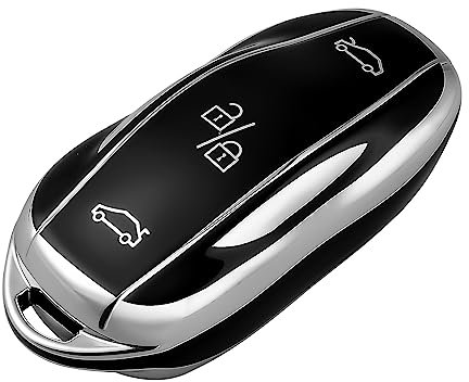OFFCURVE Tesla Key Fob Cover, Full Protection Case for Model 3, Y, S Smart Remote Key Holder, Black