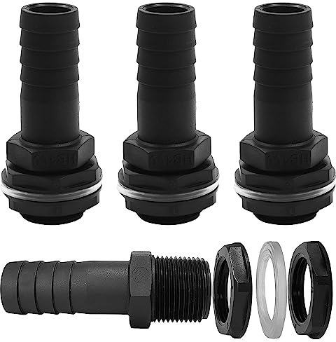 ZIOYA 4 Stück Tankdurchführung 1 Zoll Außengewinde mit Schlauchtülle Schlauchanschluß Regentonnendurchführung für Regenfass Wassertonnen Wassertanks Zisternen