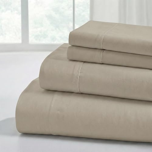 Modern Threads Weiche Mikrofaser-Bettlaken – Luxuriöse Mikrofaser-Bettlaken – inklusive Bettlaken, Spannbetttuch mit tiefen Taschen und Kissenbezügen, Khaki Queen