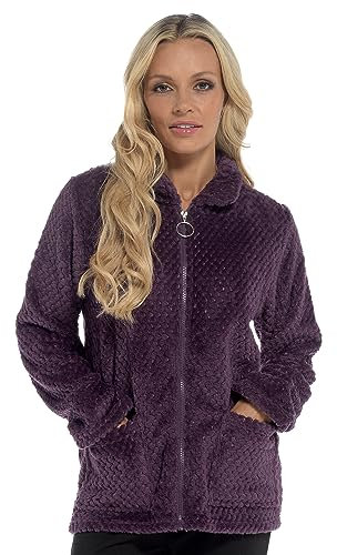 Undercover Veste d'hiver douce en polaire nid d'abeille avec poches pour femme, violet, 14-16