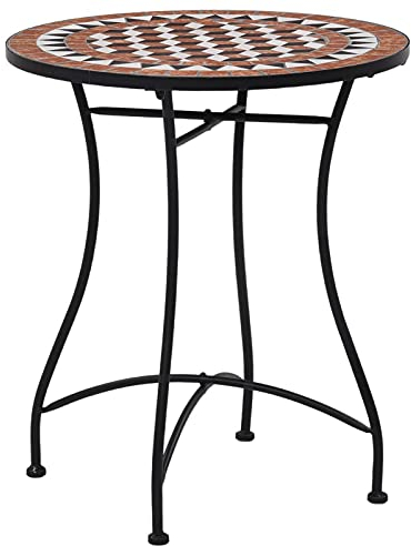 GuyAna Bistrotisch Mosaik Keramik Braun 60 cm Bistrotisch Outdoor Mosaiktisch Tisch FüR Sonnenschirm Kleiner Tisch Balkon Gartentisch
