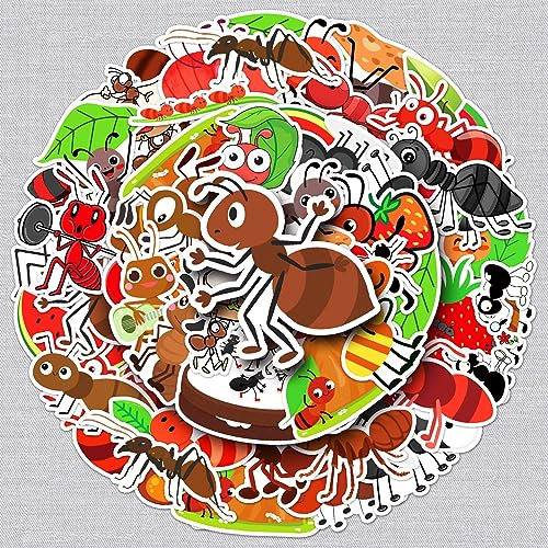 50 Pcs Red Ant Stickers for Kids Teens Adults Boys Girls Gift,Stickers Pack for Laptop,Skateboard,Luggage,Car,Bike, Cup,Computer,Water Bottle Decor,Ant Vinyl Waterproof Sticker Decals
