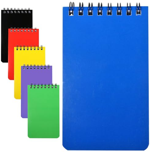 Lizbin Spiralblock, 6 Stück kleine Notizbücher, Taschenbuch 3 x 5 Spiralblock, Top-Spiralblock Kleiner Notizblock, 6 farbige Mini-Notizbücher, 75 Blatt pro Notizbuch (6 Stück A7)