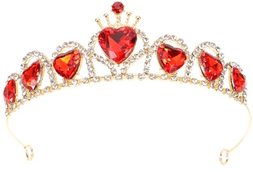 Uonlytech Brautkrone Tiara-stirnband Für Die Hochzeit Diadem Edelstahl Kristallhochzeit Brautkopfschmuck Für Die Hochzeit Kinder Braut-tiara Bankett Kupfer-eisen-acryl Herzkönigin Barock-