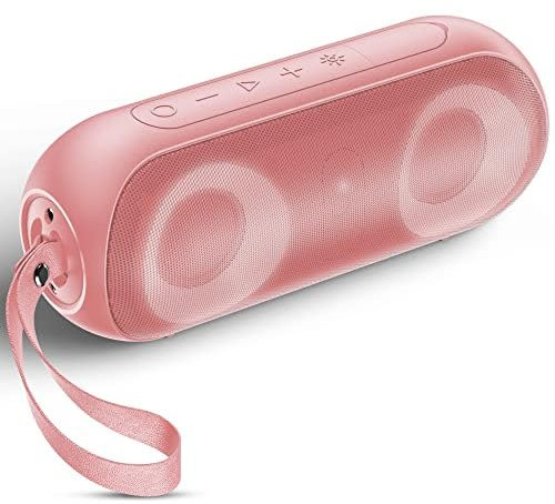 NOTABRICK Bluetooth Speaker, Portable Speakers with Lights, IPX7 Waterproof, 30W Stereo Deep Bass, 100ft Range Wireless Bluetooth 5.0, 15H Playtime for Shower Outdoor Beach Party Gift(Pink)