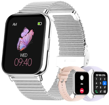 Colesma Smartwatch 1,85 Reloj Inteligente Mujer Responder/Hacer Llamadas, Asistente de Voz, Impermeable IP67 Pulsera Actividad con 100+ Modos Deportivos, SpO2/ Presión Arterial/Monitor Sueño