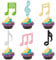 24Pcs Music Notes Cupcake Toppers Glitter Musical Symbol Cupcake Pick Decorations for Kids Birthday Baby Shower Wedding Birthday Party Supplies Multicolor