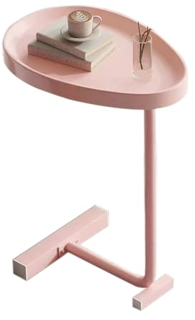 BURLOE Table D'appoint en Forme De C - Ovale À Œufs, Petite Basse sous La Chevet pour Chambre À Coucher du Salon, Rose