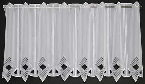 Gardinen Kranzusch Scheibengardine Moderne Lochstickerei 45x112 cm H/B grau/anthrazit Bistrogardine Vorhang Küche 1er Pack