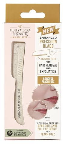 Hollywood Browzer Mikrofeiner Gesichtshaarentferner, Dermaplaning Rasierer für Damen, Nachhaltiges Material, Sichere Präzisionsklinge, Ideal für Gesicht, Augenbrauen & Körper, Perlweiß (1er-Pack)