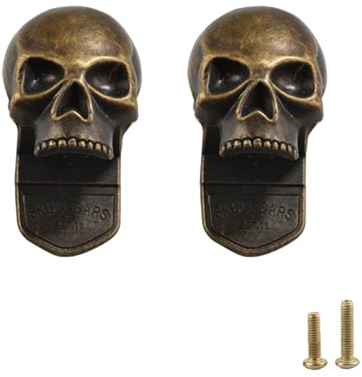 LKMUPNR Schubladenknöpfe mit Totenkopf-Motiv, Horror-Dekor, antikes Messing, Schrankknäufe für Schränke, Kommoden, Schränke und Schließfächer, 2 Stück