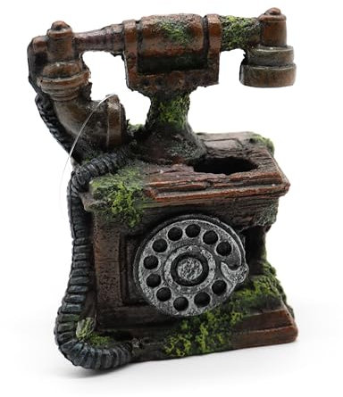Amtra Deko Telefon Vintage - Dekoration Aquarium Süßwasser und Meerwasser aus Harz, für Aquarien und Fischbecken, ungiftig, 12 x 6,5 x 12,5 cm