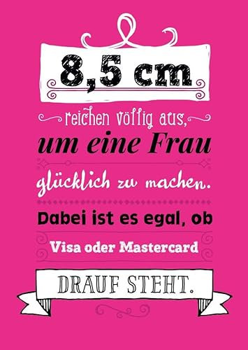 Gutsch Verlag Lustige Postkarte für Frauen - '8,5 cm reichen aus um eine Frau glücklich zu machen' mit Visa/Mastercard Witz, Humorvolle Postkarte, Geschenkidee