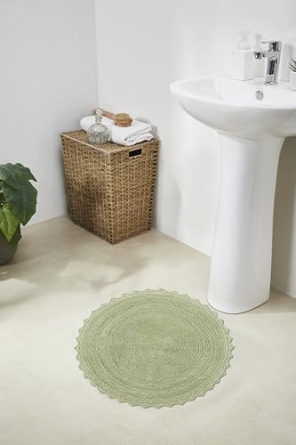 Better Trends Lilly Crochet Collection Badteppich, rund, 100% Baumwolle, 61 cm, Salbeigrün