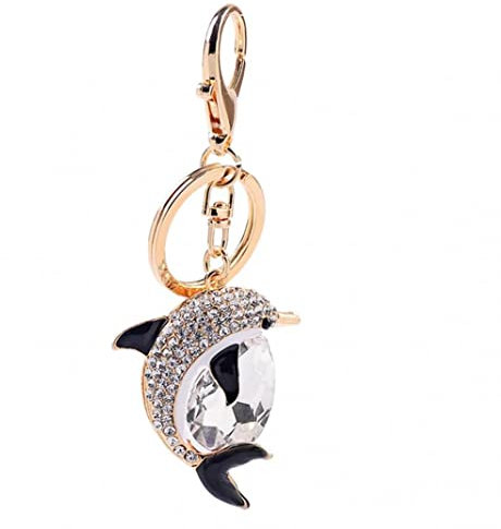 Niedlichen Delphin Anhänger Strass hängen Schlüsselbund Ring Tasche Geldbörse Brieftasche Dekor weiß kostengünstig und langlebig Praktisches Design und Langlebig