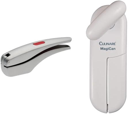 Zyliss Garlic Press Susi 3, Aluminium, Silver, No Need to Peel Garlic Crusher & Culinare C10015 MagiCan Tin Opener, White, Plastic/Stainless Steel, Manual Can Opener, Comfortable Handle for Safety
