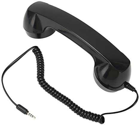 Denash Retro Mobile Telephone Handset, 3.5mm Vintage Wired Cell Phone Handset Handheld Laptop Headphones Computer Headset for Comfortable Calling (Black)