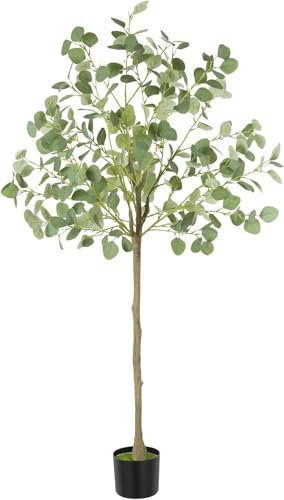 Artificial Eucalyptus Tree,5FT Big tall Fake Plants, Artificial Eucalyptus Silk Plants Indoors in Pots, Faux Tropical large artificial plant suitable for Home Office Living Room outdoors Decor 150cm