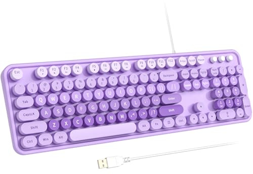 Atelus Large Print Keyboard, USB Wired Computer Keyboard, Full Size Keyboard with Number Pad for PC Laptop Desktop Windows 7 8 10 11 (Purple Colorful)