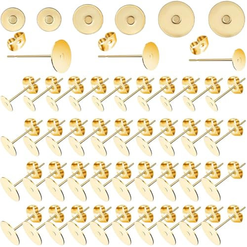 ZKGYUS 150 set Chiusure Orecchini Basi Perni in 4mm 5mm 6mm Oro Ferma Orecchino e Trasparente Gomma Backs Support per Orecchini Creazione Gioielli Fai da Te
