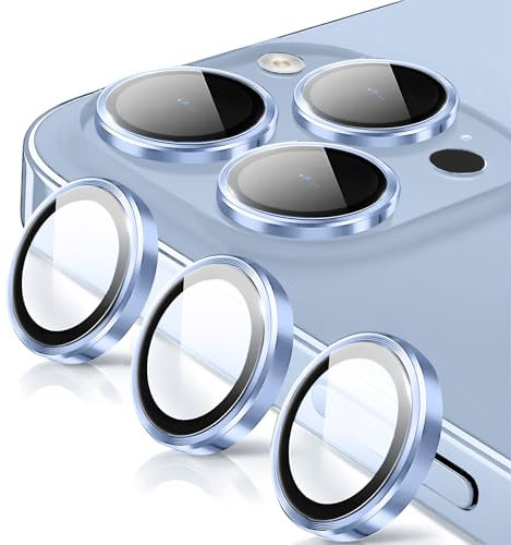 Oelrstfe Pellicola Fotocamera per iPhone 13 Pro/13 Pro Max,Posteriore Obiettivo Protezione Vetro Temperato,HD Trasparente Lente Schermo,Durezza 9H Anti-graffio Ultra Resistente Glitter Camera,Blu