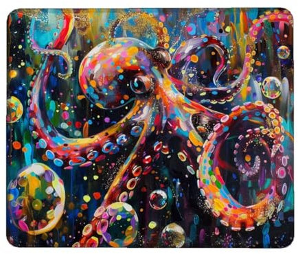 Tapis de Souris de Jeu, Mouse Pad de Bureau, 34 x 28 cm Imperméable et Antidérapante Tapis de Souris Kraken, Tapis Souris Couleur avec Surface Spéciale Améliore la Vitesse et Précision, Mousepad U-0