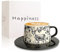 Daity Kaffeetassen mit Untertassen vintage 260ML Keramik Tasse mit Hirsch Muster Espressotassen Set ideal für Kaffee Tee Cappuccino