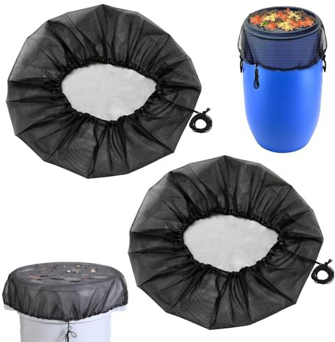 2 Piezas Red Barril Agua Chuva Redonda 95cm, Red para Barril de Agua de Lluvia con Elástico, Protección Ajustable para Barril de Agua de Lluvia para Colector de Agua de Jardín