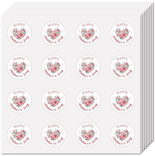 CREATCABIN 128 Stück Alles Gute Muttertag Aufkleber Kleiner Aufkleber Rosa Herz Blume Großpackung Rund Selbstklebend Wasserfest Etiketten Aufkleber Für Wasserflaschen Bastelarbeiten Laptop 2.5x2.5cm