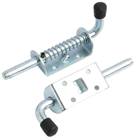 Annlpoy 2 Pezzi chiavistello a molla per porta con bullone chiusura,Bulloni a Barilotto per Porte di Garage, Giardino e Tettoie, Resistente alla Corrosione, 10 x 128mm, Argento