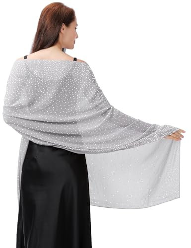 Ladiery Schal und Wraps für Abendkleider, Weicher Schiere Chiffon Funkelnden Strass Hochzeitschal formelle Schal Wraps für Frauen