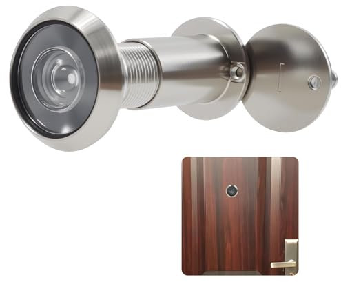 Spioncino da porta grandangolare a 200° con coperchio frangivista, lente ottica in vetro per porte da 35 – 60 mm, foro Ø 16 mm, lunghezza regolabile, spia ad alta risoluzione in lega di zinco