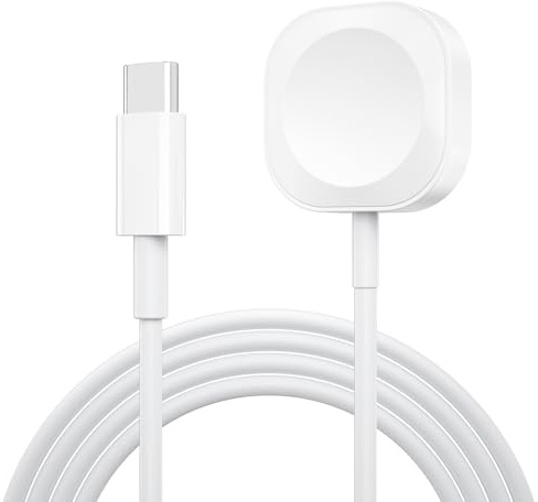 Oumida Ladekabel Drahtlos für Apple Watch - imodomio 1M USB C Schnellladegerät Kompatibel mit iWatch Serie 10/9/8/7/6/5/4/3/2 (Kein Adapter) (Weiß*1)