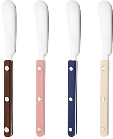 Stainless Steel 304 Butter Knives Set 4 Pcs, Non-Sharp Blades With Abs Handles, Long-Lasting For Butter, Cheese, And Chocolate, Versatile Use Easy Spread Elegant Design