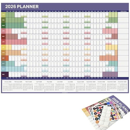 FIGCY 2026 Wandkalender Jahresplaner Jan-Dez mit UK-Feiertagen, Kalender für Zuhause, Büro, Schule, Akademischer Wandkalender 2026 für Planung & Organisation
