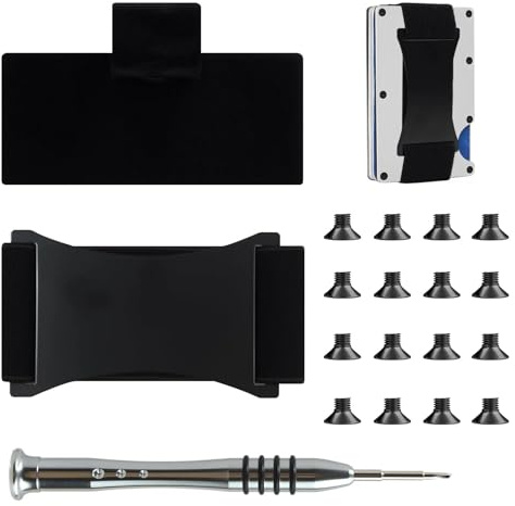 19 PCS Wallet Replacement Screws Kit Screwdriver Metal Clip for Metal Wallet Repair Kit (Black Basic Set for Ridge Wallet)