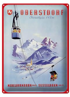 Femer Blechschild Reise 30x40 cm Oberstdorf Oberallgäu 843 m Deko Schild