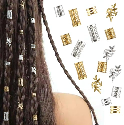 Haarschmuck für Zöpfe, 80 Stück Haarschmuck für Haar, Manschetten-Clips für Dreadlock-Zubehör, Haarspiralen Clips Haarschmuck für Dreadlocks für Männer Frauen Mädchen und Jungen Zöpfe