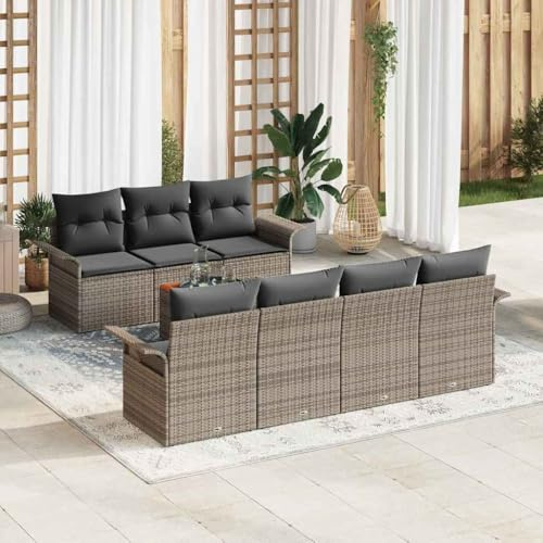 Frdhee Eckbank Couch Eck Sofa Ecksofa,Garten Sofa Set mit Kissen 8 pcs Grau 55 x 55 x 37 cm,Sitzbank Für Garten Balkon,Frei Kombinierbar