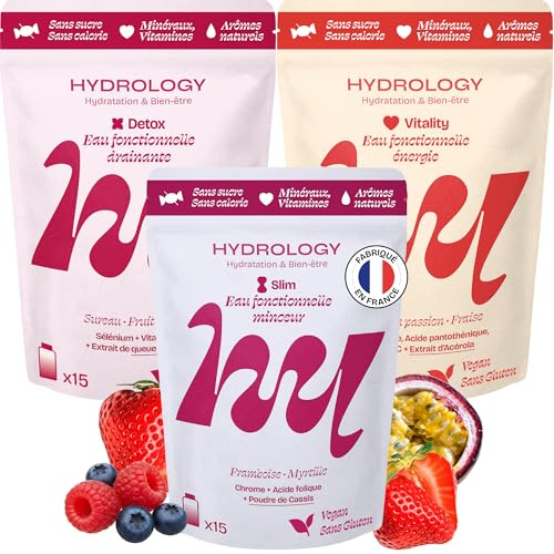 Hydrology Pack Trio Pastilles Sans Sucre 3x15 - Slim Detox Vitality | Trio Slim Detox Vitality - 3 tubes de 15 pastilles sans sucre aux saveurs fruitées
