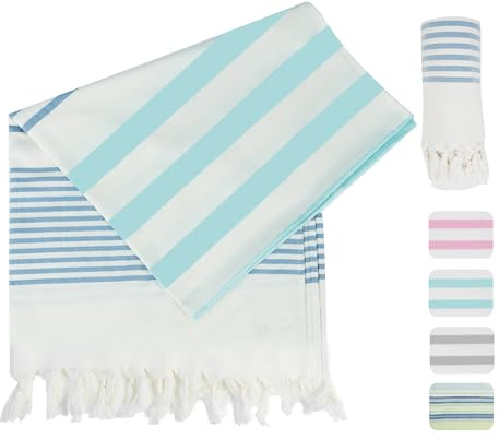 Winthome Strandtuch 100% Baumwolle Weich Sandfrei 180x100cm | Strandhandtuch Leicht Platzsparend, Hamamtuch Saugstark, Schnelltrocknend, Badetuch für Damen Herren (1 Pack)