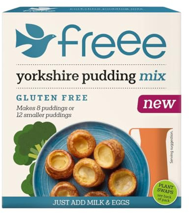 FREEE Gluten Free Yorkshire Pudding Mix 130g – Easy Light & Crispy Yorkshire Puddings – Makes 8 Medium or 12 Small – Coeliac UK Certified, Kosher & Halal