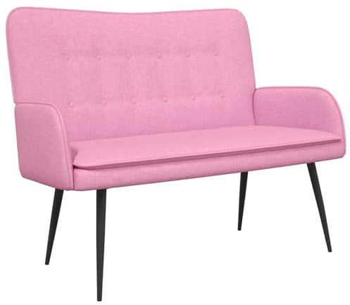 Owoxanthellate Divano a 2 posti, rosa, 115 x 61 x 87 cm, divano imbottito compatto con rivestimento in tessuto, comodo divano per piccoli spazi abitativi, moderno divano a due posti con gambe in