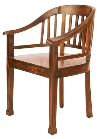 BUTLERS Armlehnstuhl 55x54x81 cm Mangoholz - Hopkins | Farbe Braun - Esszimmerstuhl für Esszimmertische - Bürostuhl für Arbeitszimmer - Lehnstuhl mit altenglischem Stil